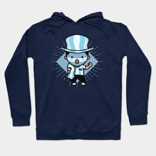 Cute Argentina Football Fan // Kawaii Cute Argentine Soccer Supporter Hoodie by SLAG_Creative